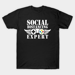 Social Distancing Expert Gaming Vintage Video Gamer Gift T-Shirt